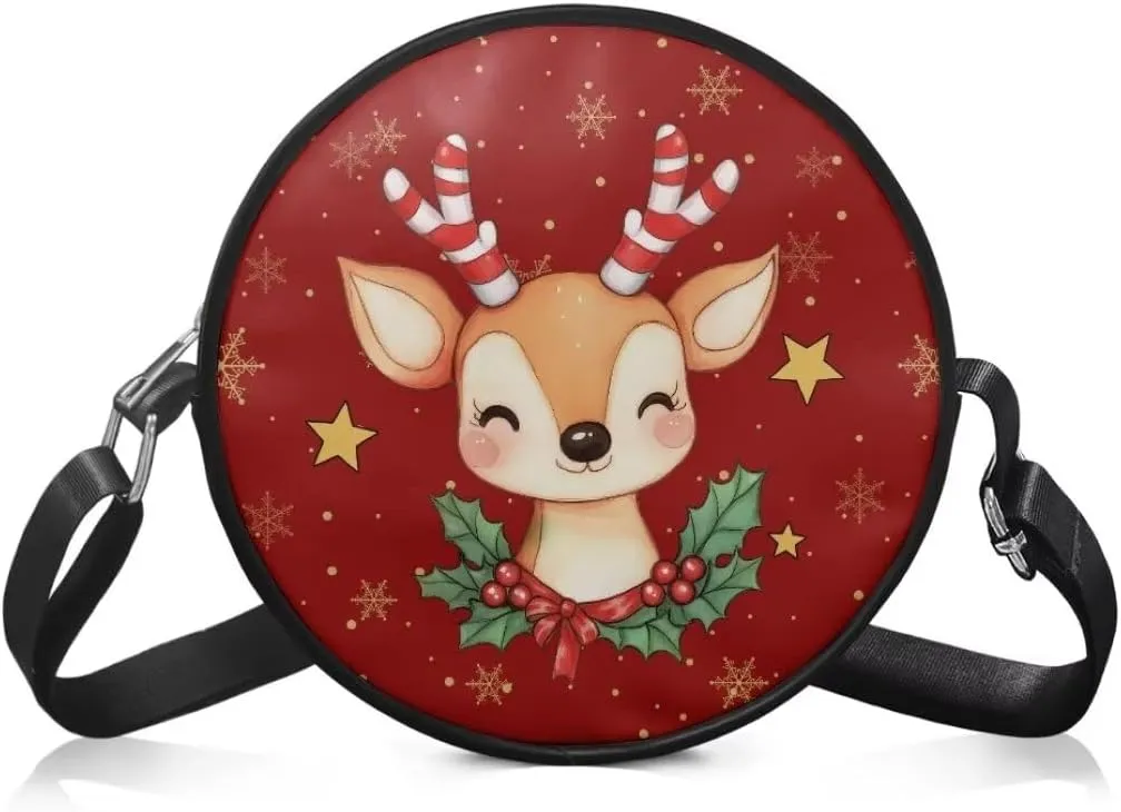 Coldinair Dog Paw Shoulder Bag for Women Leather Crossbody Shoulder Handbags Circle Crossbody Purse Small Tote Satchel