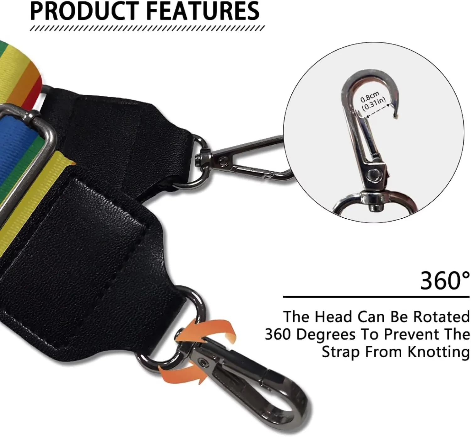Coldinair LGBT Wide Shoulder Strap Guitar Strap for Purse Replacement and Adjustable Crossbody Bag Straps Gay Pride Handbag Crossbody Bags Shoulder Bags,Rainbow Bag Strap