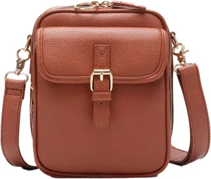 Collaborate1 Crossbody Leather Bag,Urvashi Vintage Double Layer Crossbody Leather Bags,Tojoyride Large Capacity Mini Bag