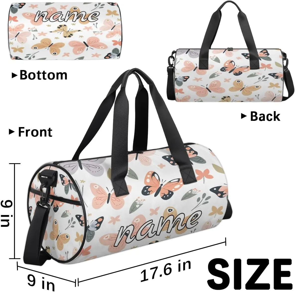 Colorful Butterfly Custom Duffel Bags Weekender Bags Custom Sport Duffel Bag Carry on Overnight Weekender Bag