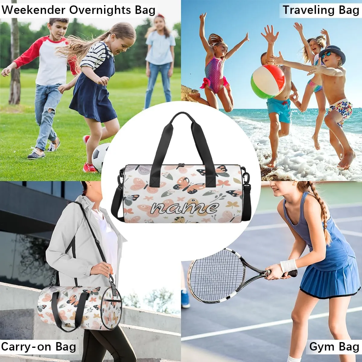 Colorful Butterfly Custom Duffel Bags Weekender Bags Custom Sport Duffel Bag Carry on Overnight Weekender Bag