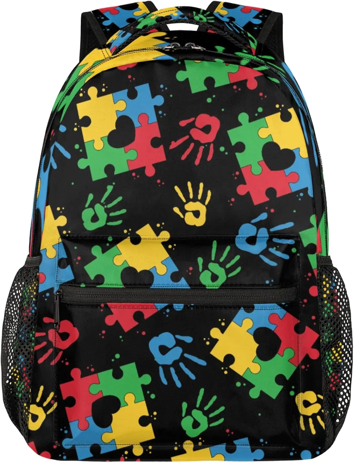 Colorful Puzzle Kids Backpack for Boys Girls - Autism Awareness College Middle School Bag Student Bookbag for Teens - Casual Daypack Travel Laptop Backpacks