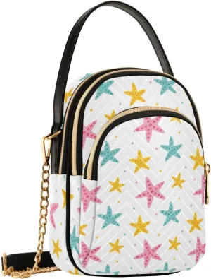 Colorful Starfish Dot Crossbody Bags for Women Hand Bag Small Sling Shoulder Travel Bags Mini Purse with Zip