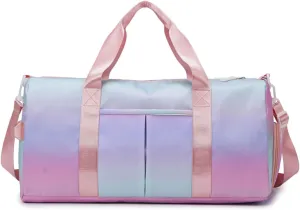 Colorful travel bag with Shoes Compartment & Wet Pocket. Sports Gym Bag. Waterproof bag and weekend bag for Women｜35L (large size)