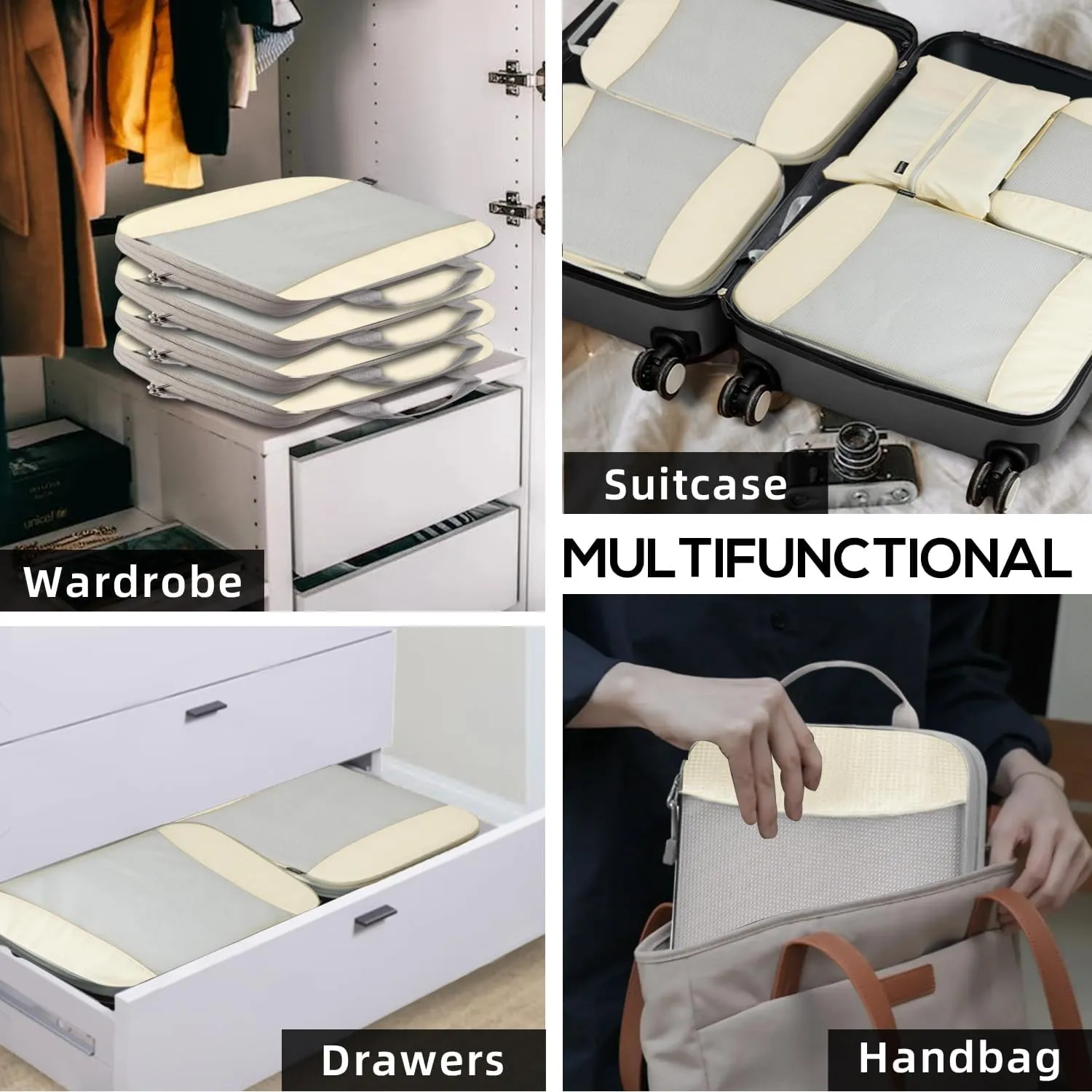 Compression Packing Cubes - Luggage Organizer Bags for Carry On Suitcase, Travel Essentials