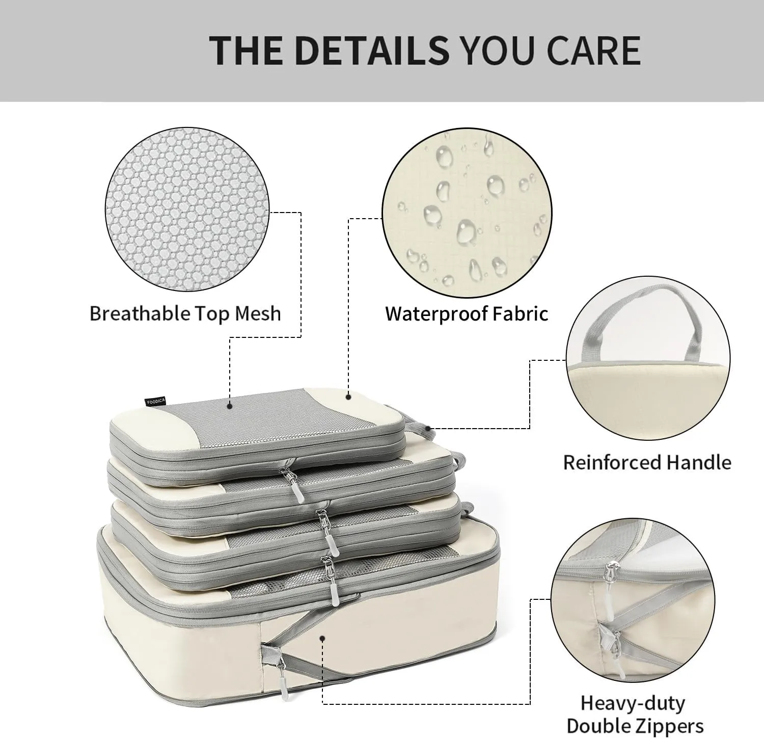 Compression Packing Cubes - Luggage Organizer Bags for Carry On Suitcase, Travel Essentials