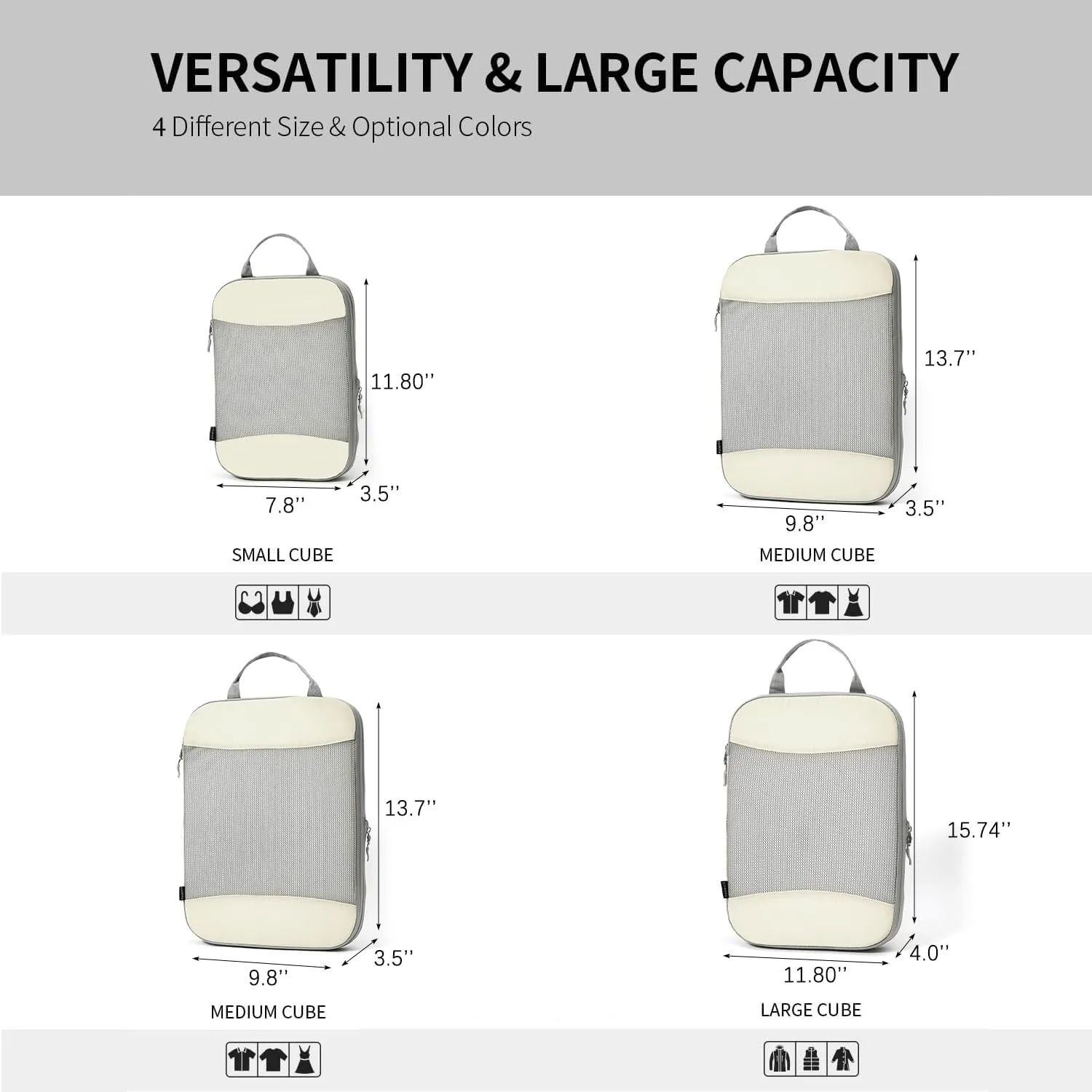 Compression Packing Cubes - Luggage Organizer Bags for Carry On Suitcase, Travel Essentials