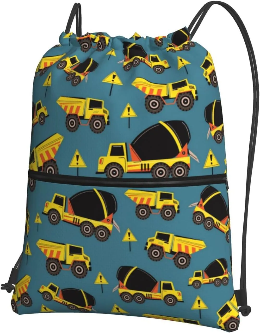 Construction Trucks Cement Trucks Drawstring Backpack Unisex Gym Bags Sport String Bag for Hiking Yoga Travel Swimming Beach 15 x 18 In