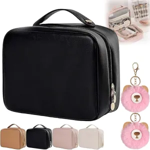 Consulbefor Bag, Multi-Compartment Toiletry Cosmetics Bag - Consulbefor, Toiletry Cosmetics Bag Consulbefor, Pu Leather Cosmetic Bag, Makeup Bag Large Travel Cosmetic Bags for Women (Black)