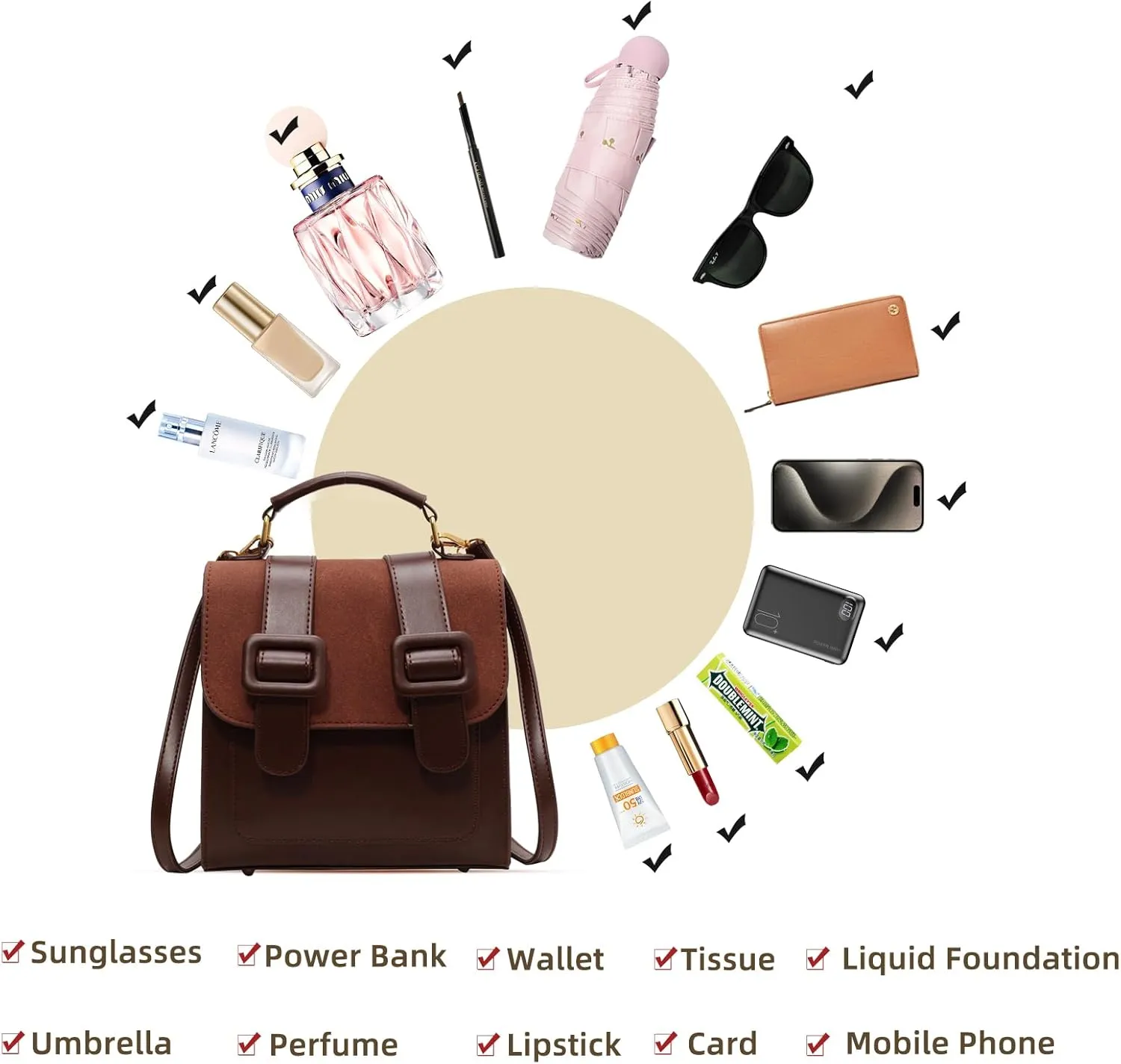 Contrast color niche design for women's backpacks, versatile small backpacks, personalized small backpacks