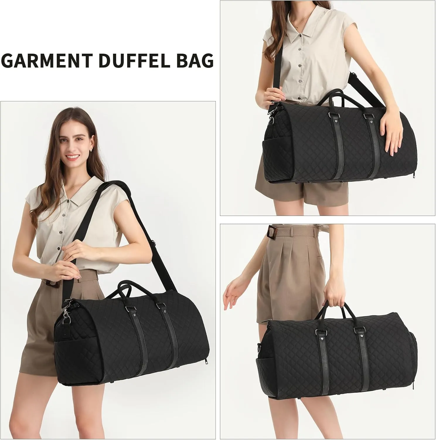 Convertible Garment Travel Bag,Overnight Bag Women Duffle Bag with Shoe Pouch 2 in 1 Hanging Cloting Suit Luggage