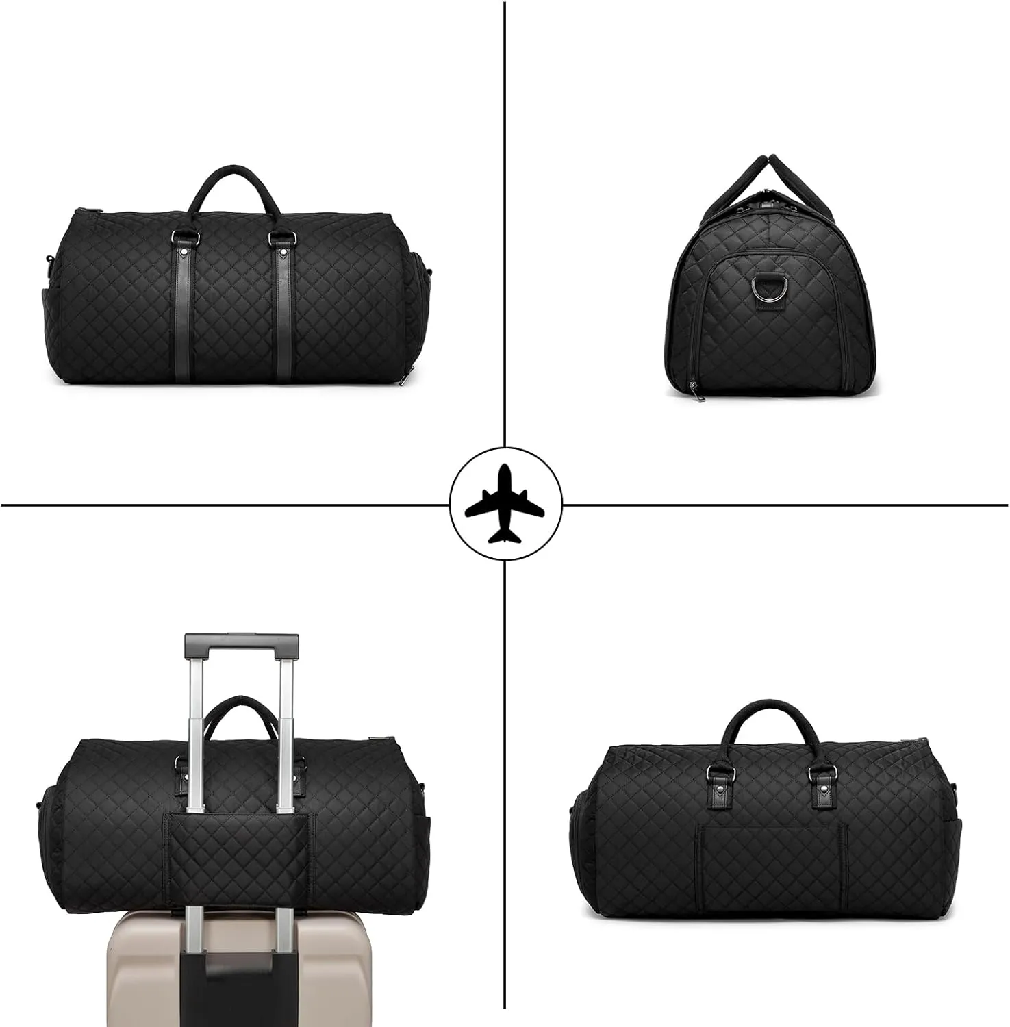 Convertible Garment Travel Bag,Overnight Bag Women Duffle Bag with Shoe Pouch 2 in 1 Hanging Cloting Suit Luggage