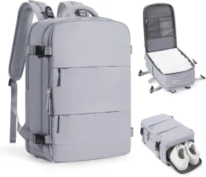 coofay Travel Backpack Carry On Flight Approved For Women Men Personal Item Backpack Carry On Bags For Airplanes Backpack For Travel With Shoe Compartment Grey
