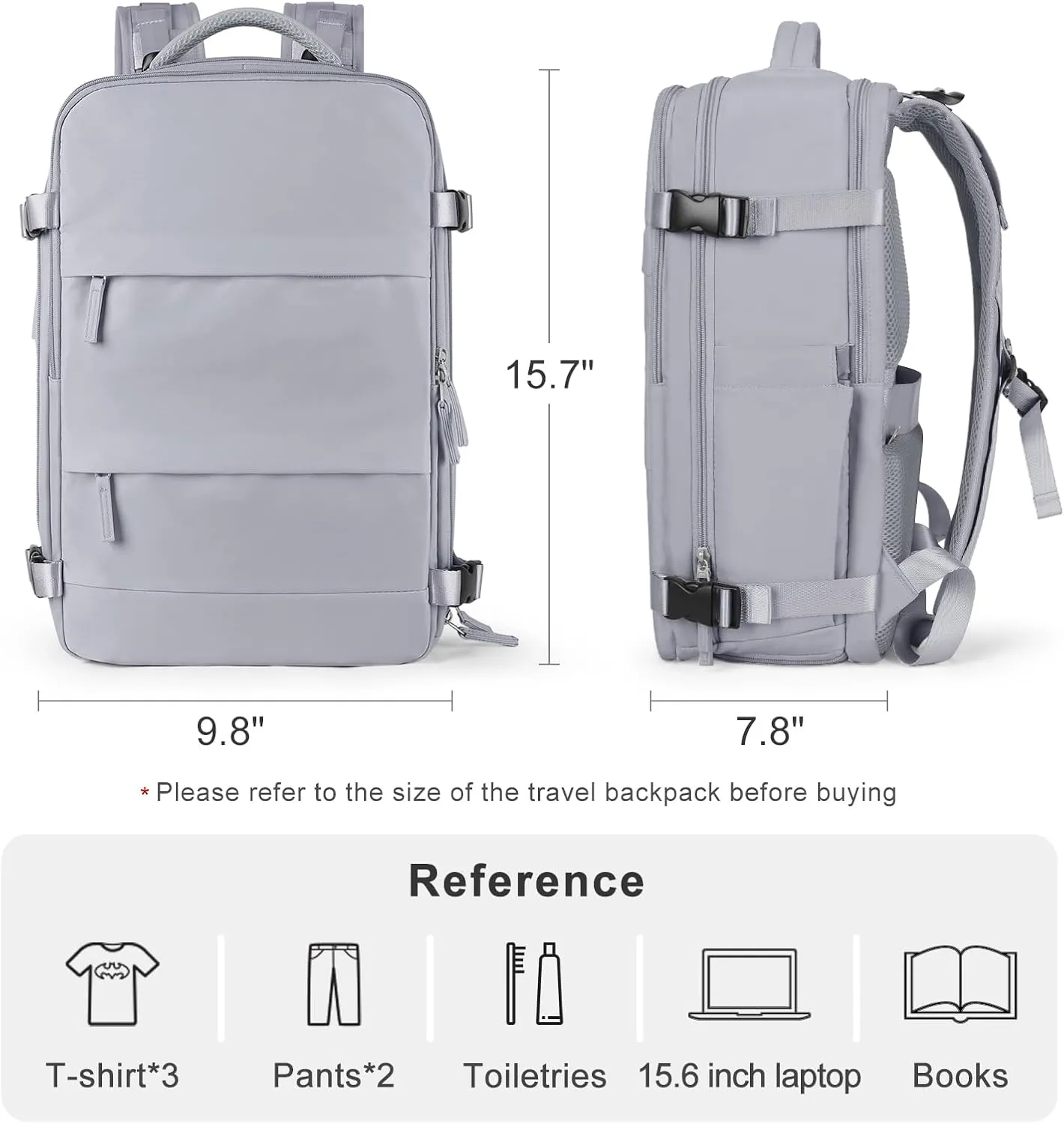 coofay Travel Backpack Carry On Flight Approved For Women Men Personal Item Backpack Carry On Bags For Airplanes Backpack For Travel With Shoe Compartment Grey