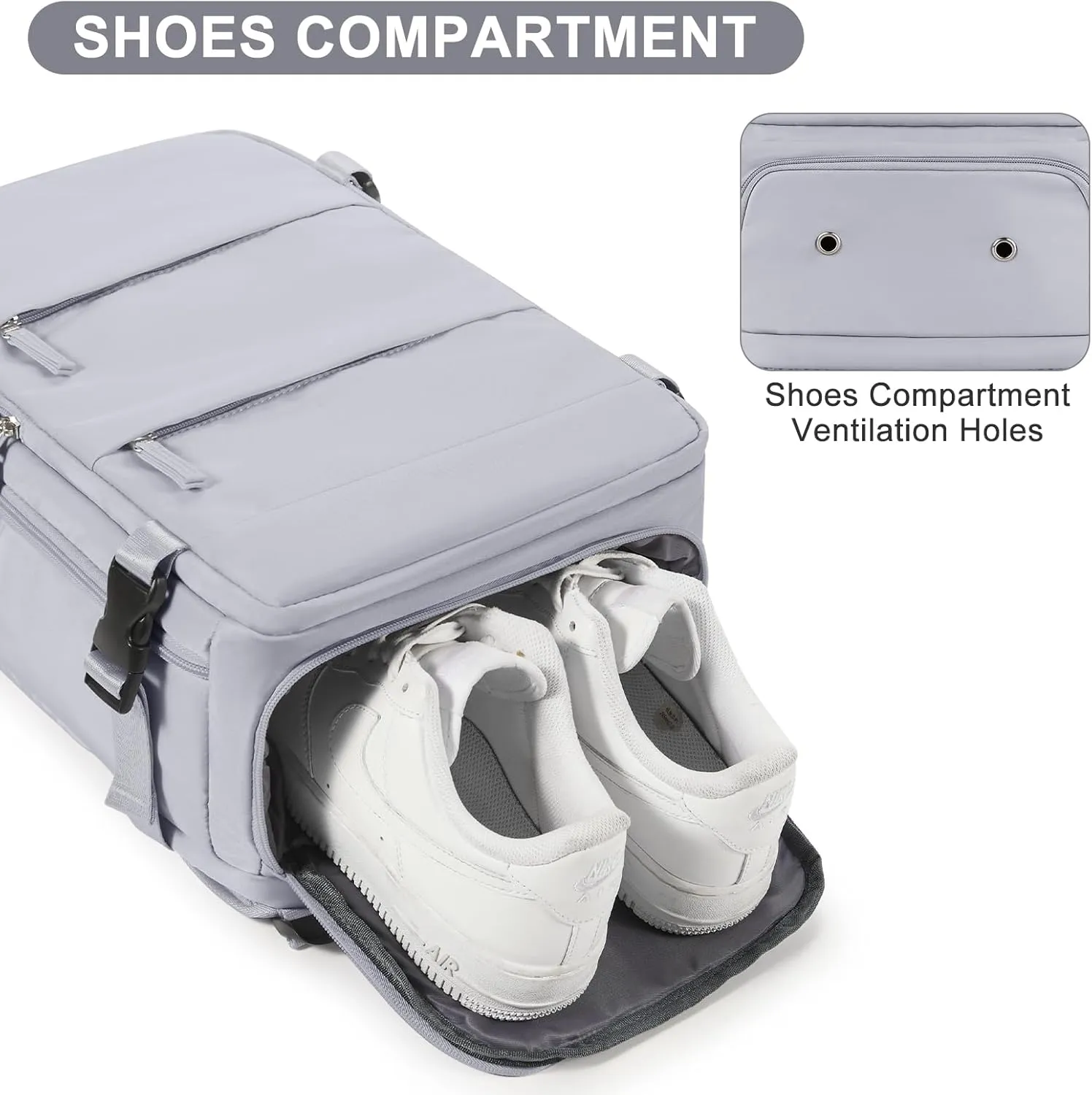 coofay Travel Backpack Carry On Flight Approved For Women Men Personal Item Backpack Carry On Bags For Airplanes Backpack For Travel With Shoe Compartment Grey