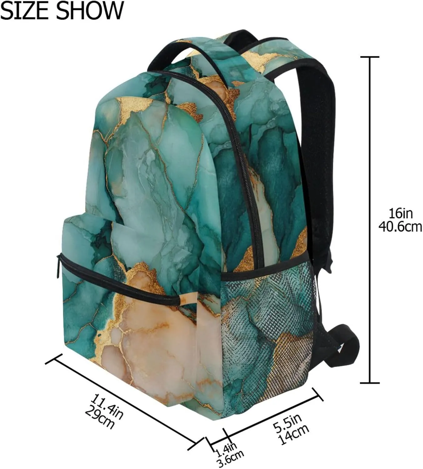 Cool Backpacks for Men and Women Fashion Travel Laptop Backpack with Chest Strap for Business Work College Travel Trip Marble Teal Blush