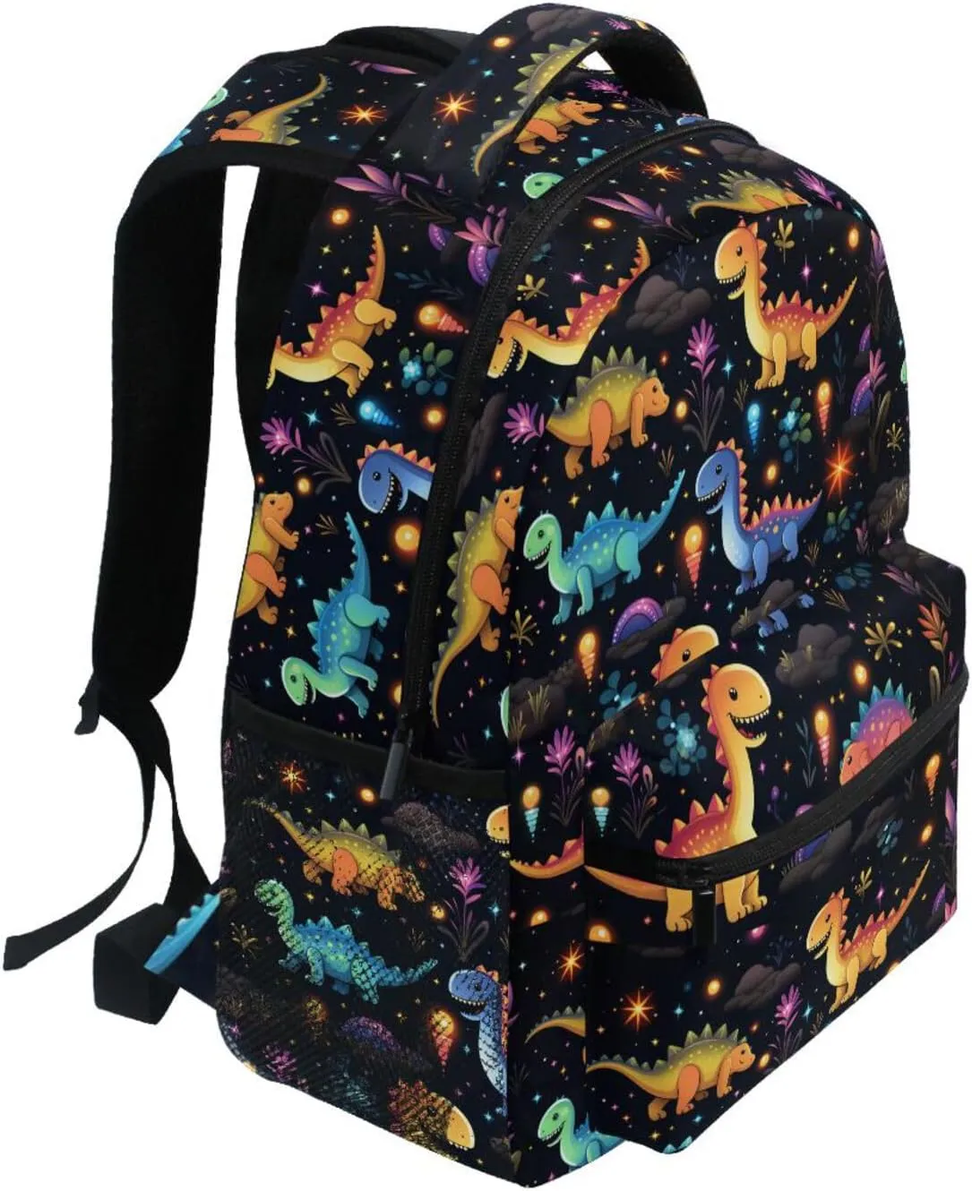 Cool Backpacks for Men and Women Waterproof Business Work Bag with Chest Strap for Business Work College Travel Trip Personalized Dinosaur Fluorescence