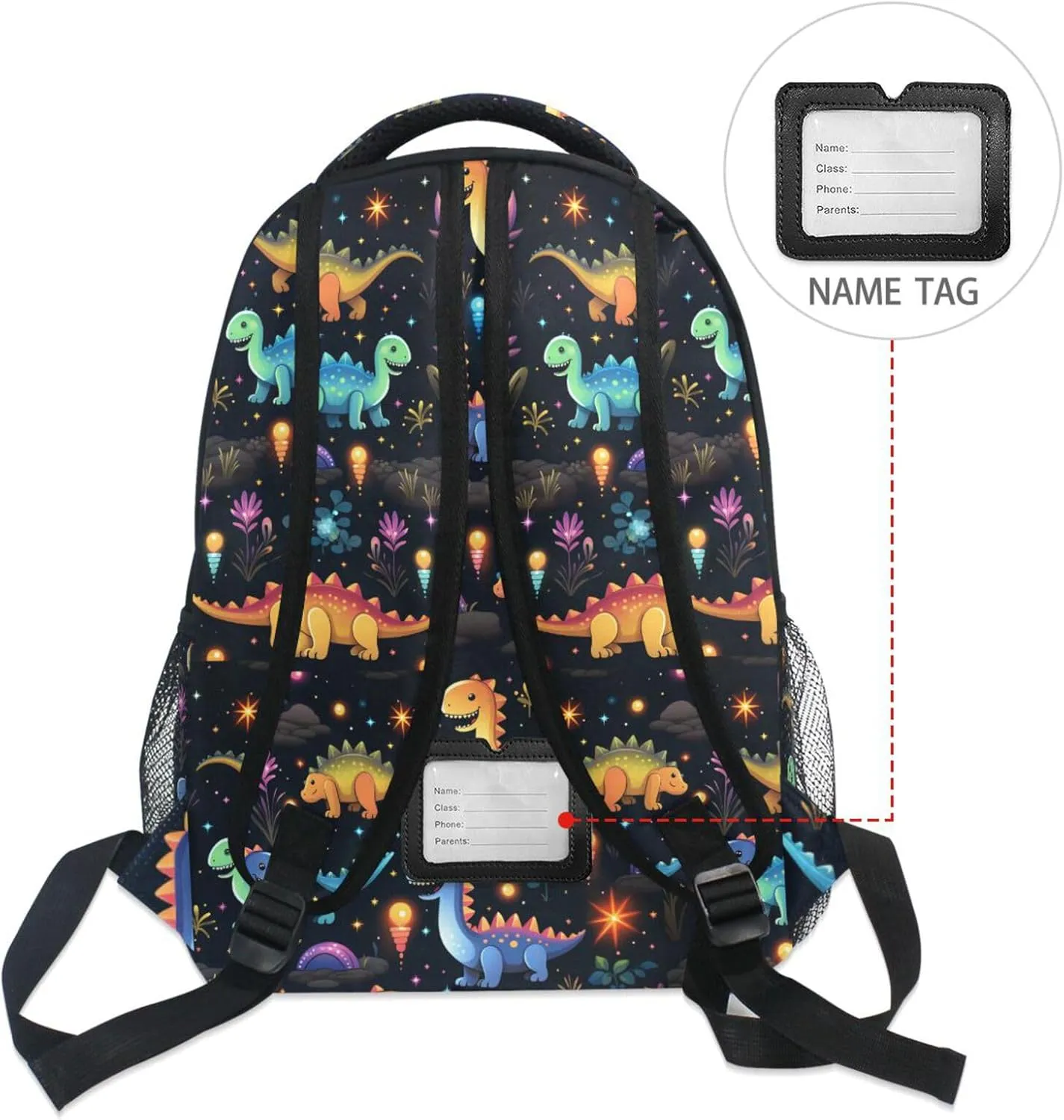 Cool Backpacks for Men and Women Waterproof Business Work Bag with Chest Strap for Business Work College Travel Trip Personalized Dinosaur Fluorescence
