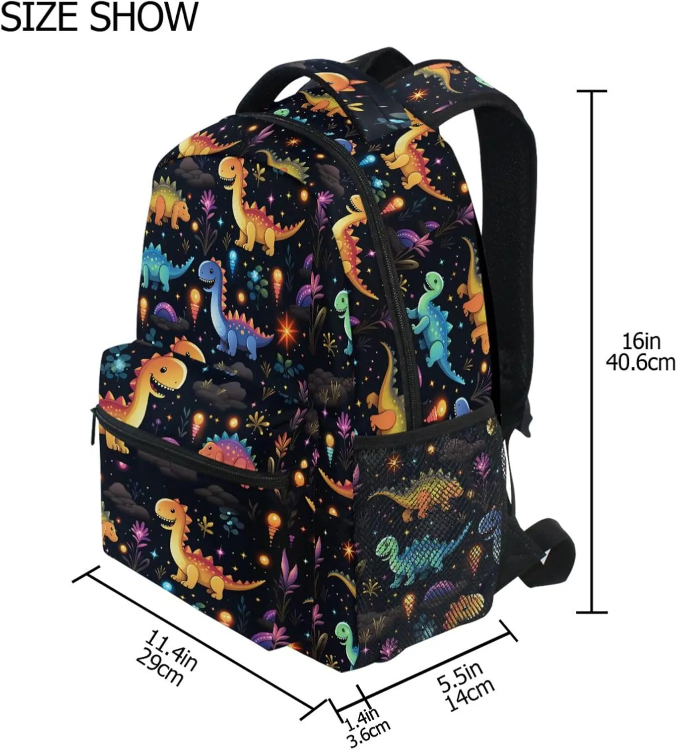 Cool Backpacks for Men and Women Waterproof Business Work Bag with Chest Strap for Business Work College Travel Trip Personalized Dinosaur Fluorescence