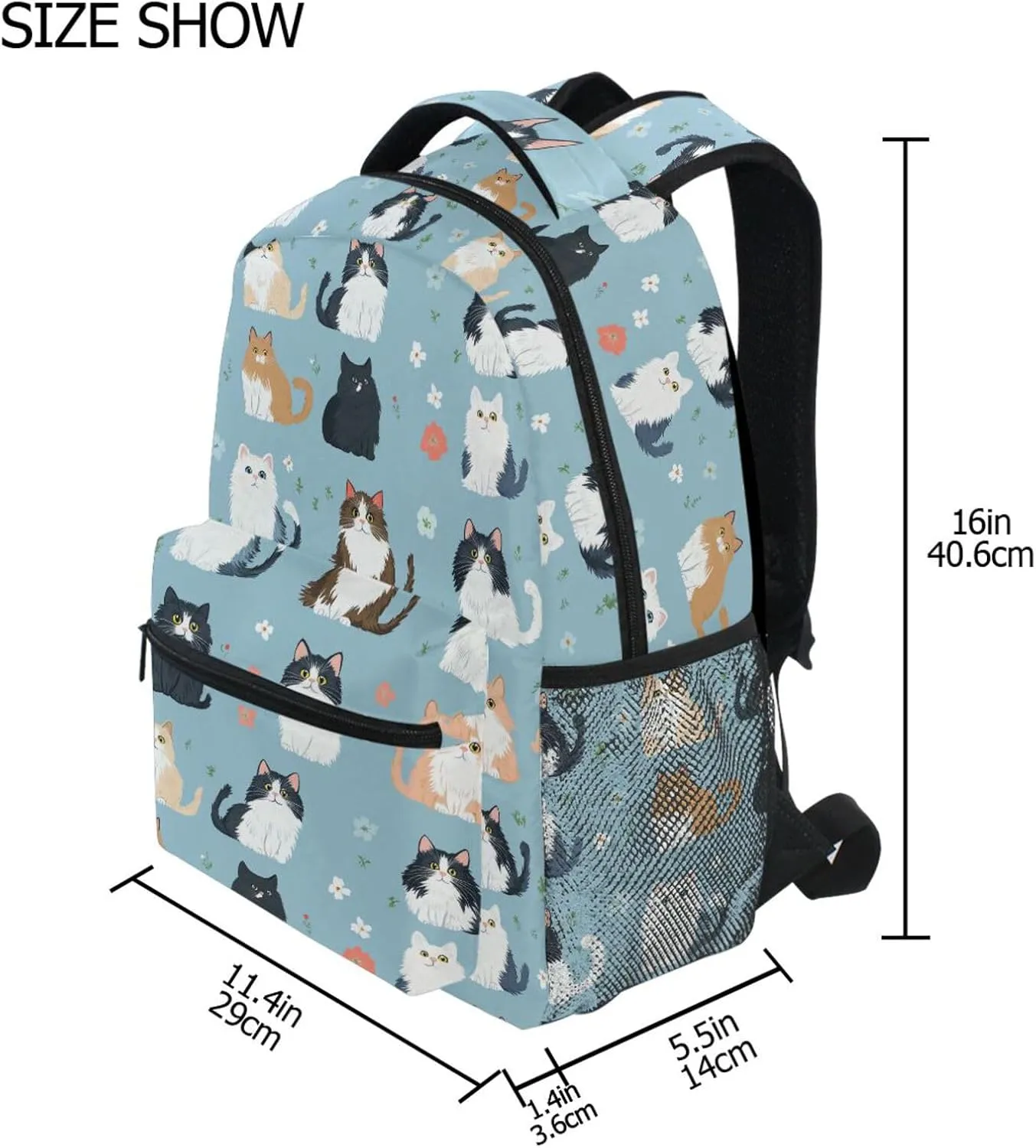 Cool Backpacks for Men and Women Waterproof Travel Laptop Backpack with Chest Strap for Business Work College Travel Trip Cartoon Cute Norwegian Personalized Cat Cats Neutral