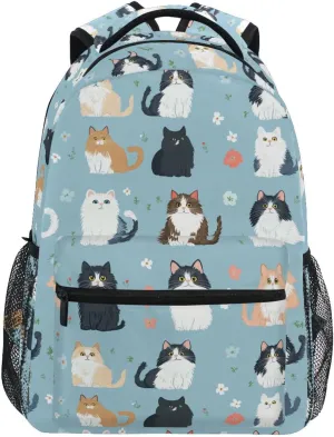 Cool Backpacks for Men and Women Waterproof Travel Laptop Backpack with Chest Strap for Business Work College Travel Trip Cartoon Cute Norwegian Personalized Cat Cats Neutral
