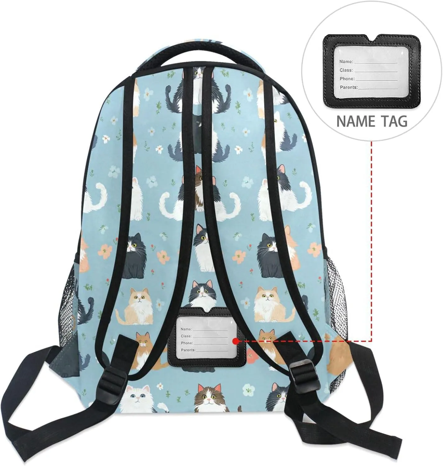 Cool Backpacks for Men and Women Waterproof Travel Laptop Backpack with Chest Strap for Business Work College Travel Trip Cartoon Cute Norwegian Personalized Cat Cats Neutral