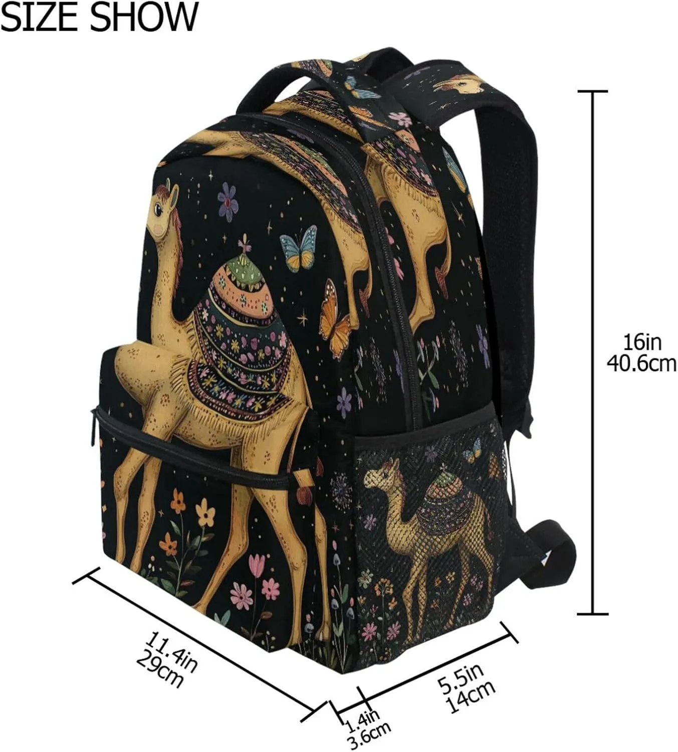 Cool Backpacks for Men Women Fashion Backpack with Chest Strap Gift Men & Women Cartoon Camel Black