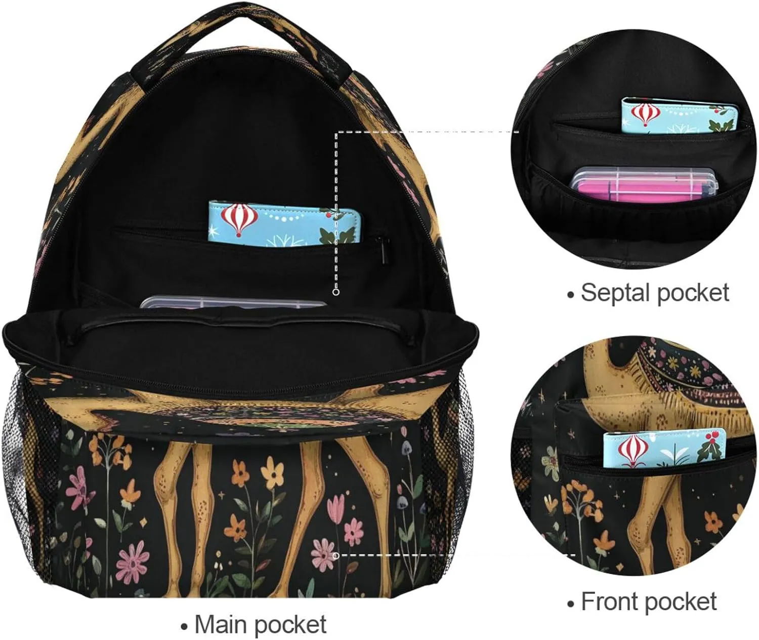 Cool Backpacks for Men Women Fashion Backpack with Chest Strap Gift Men & Women Cartoon Camel Black