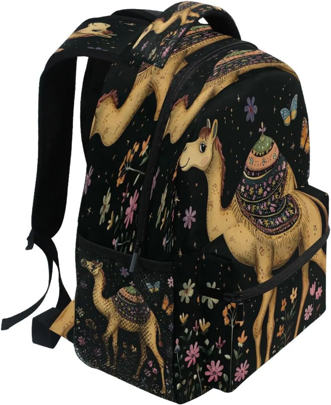 Cool Backpacks for Men Women Fashion Backpack with Chest Strap Gift Men & Women Cartoon Camel Black