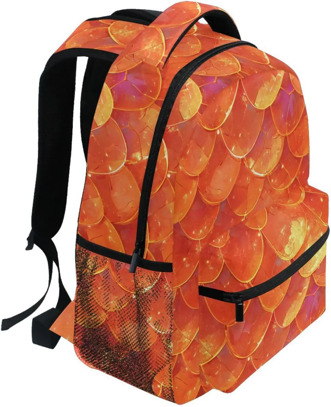 Cool Backpacks for Men Women Fashion Laptop Bookbag with Chest Strap Gift Men & Women Red Scales Glittering