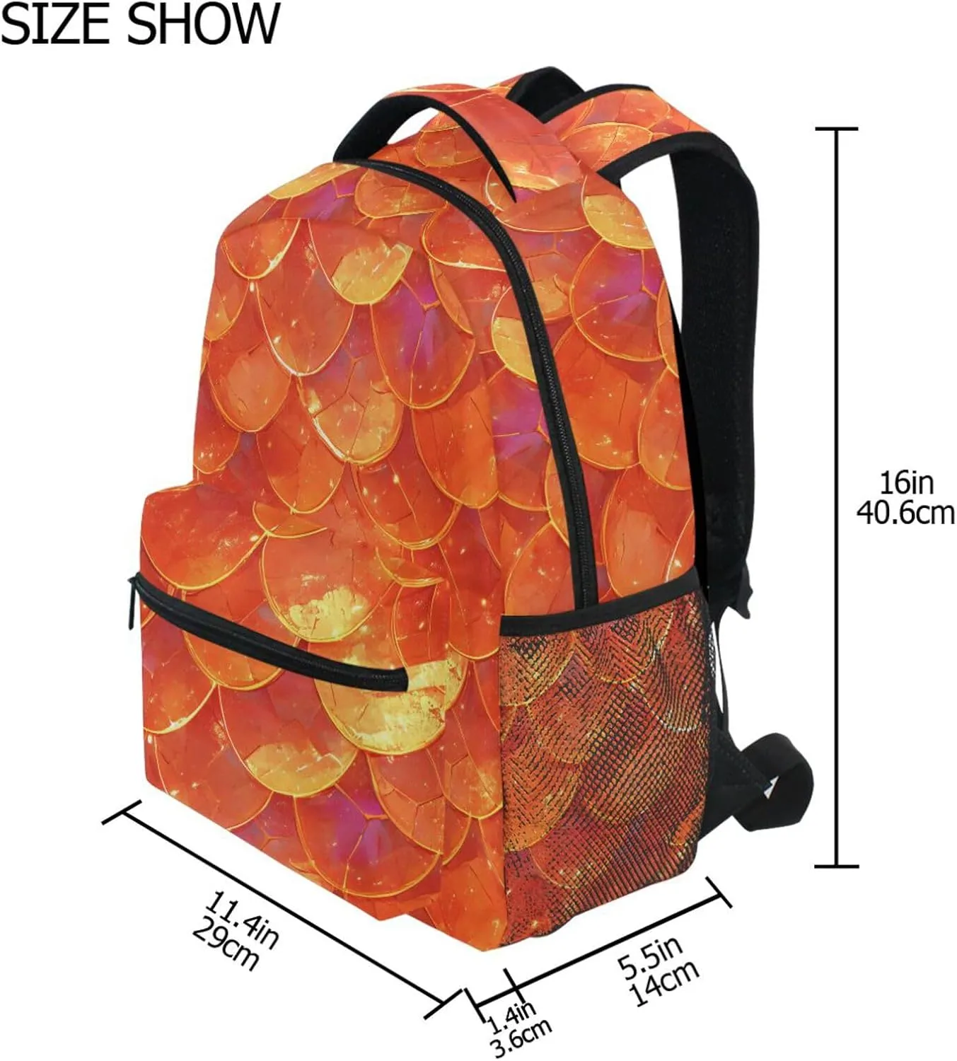 Cool Backpacks for Men Women Fashion Laptop Bookbag with Chest Strap Gift Men & Women Red Scales Glittering