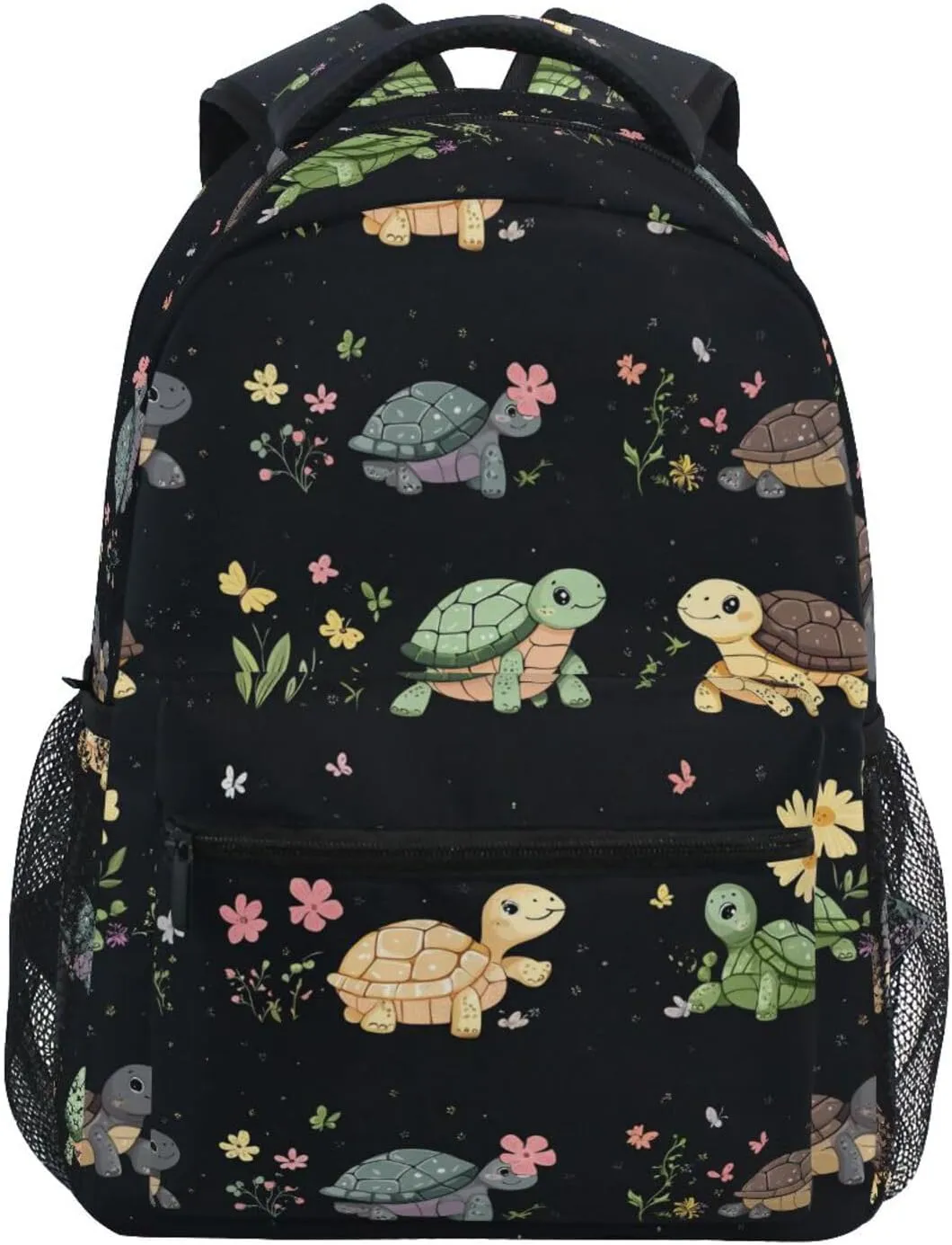 Cool Backpacks for Teenager Fashion Backpack with Chest Strap for Business Work College Travel Trip Cartoon Cute Turtle Black