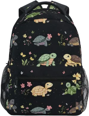 Cool Backpacks for Teenager Fashion Backpack with Chest Strap for Business Work College Travel Trip Cartoon Cute Turtle Black