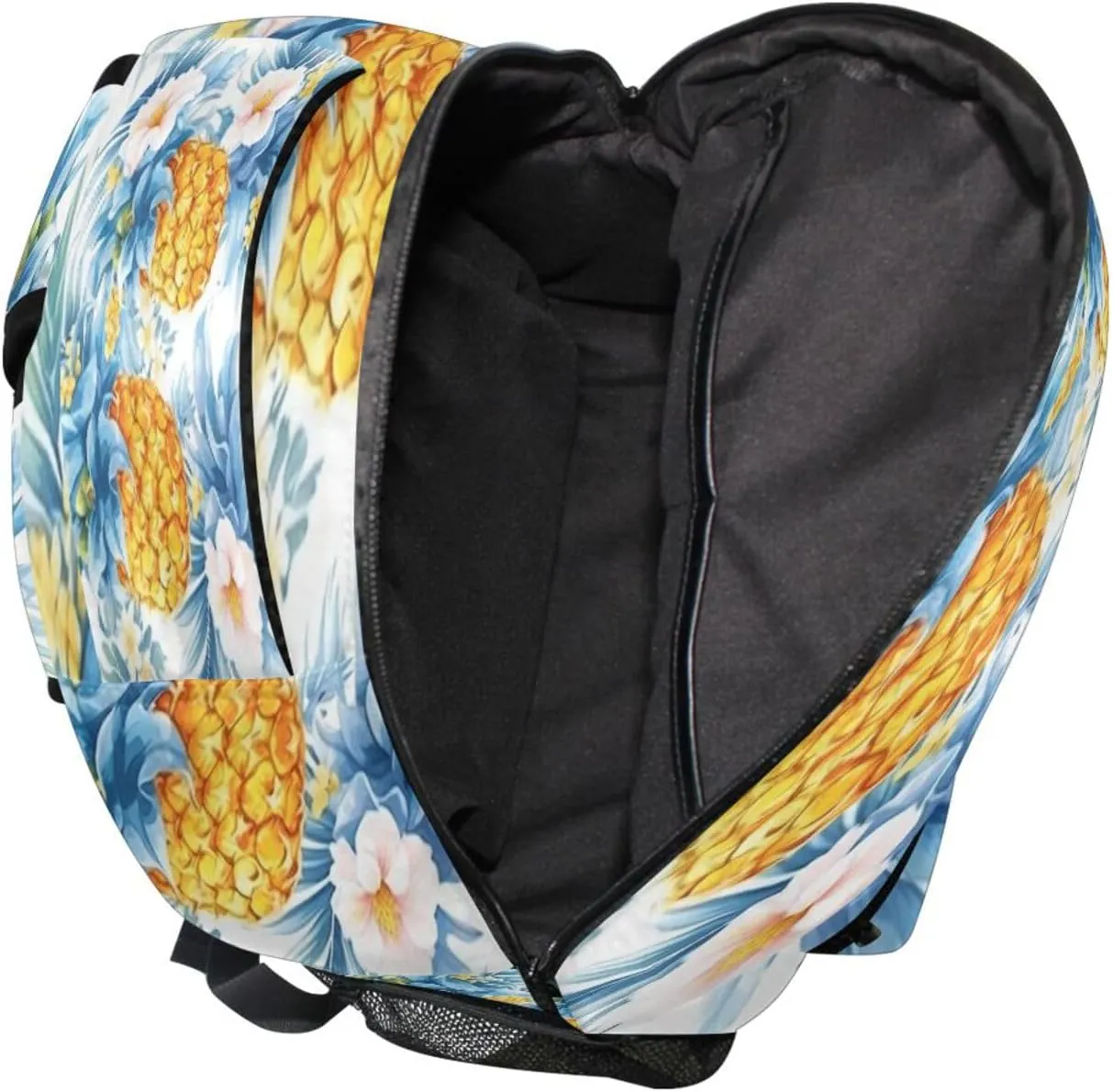 Cool Backpacks for Teens Boys Girls Fashion Business Work Bag with Chest Strap for College Work Sliced Pineapple and Flowers