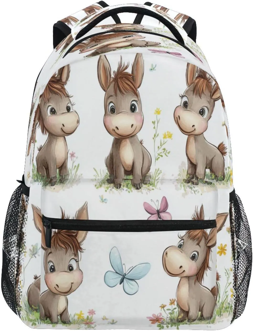 Cool Backpacks for Women Men Fashion Personal Backpack with Chest Strap for Travel Trip Cute Donkey White