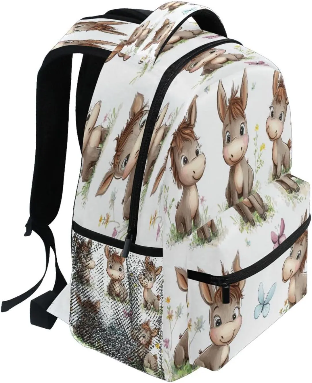 Cool Backpacks for Women Men Fashion Personal Backpack with Chest Strap for Travel Trip Cute Donkey White