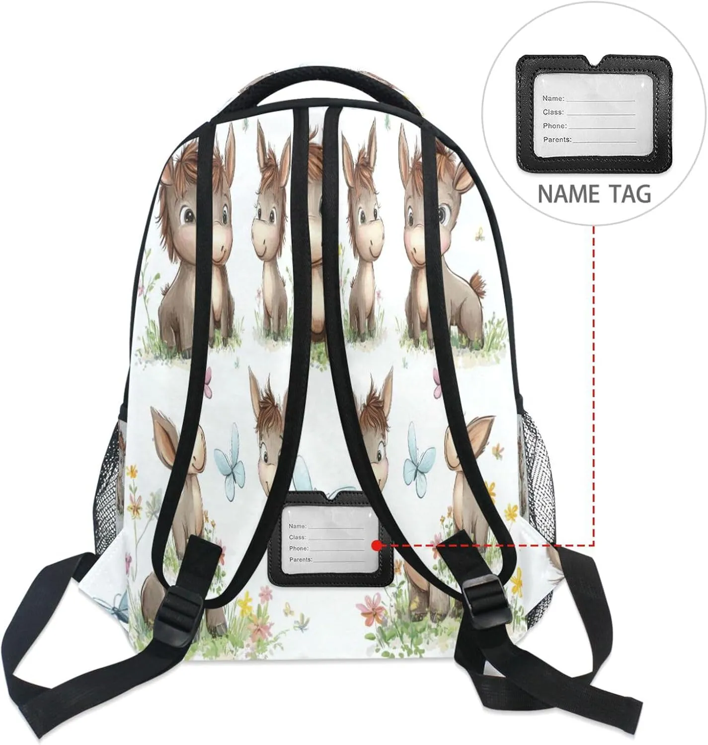 Cool Backpacks for Women Men Fashion Personal Backpack with Chest Strap for Travel Trip Cute Donkey White