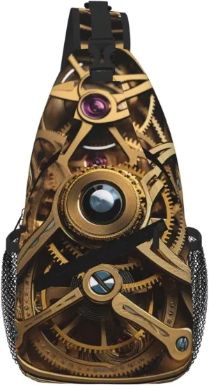Cool Steampunk Gears Sling Bag For Women Men Travel Hiking Backpack Crossbody Shoulder Chest Bags Casual Daypack