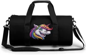 Cool Unicorn With Dental Braces Smile Gym Bag Lightweight Carry On Duffel Bag Athletic Sports Travel Bag Weekender Bag for Men Women