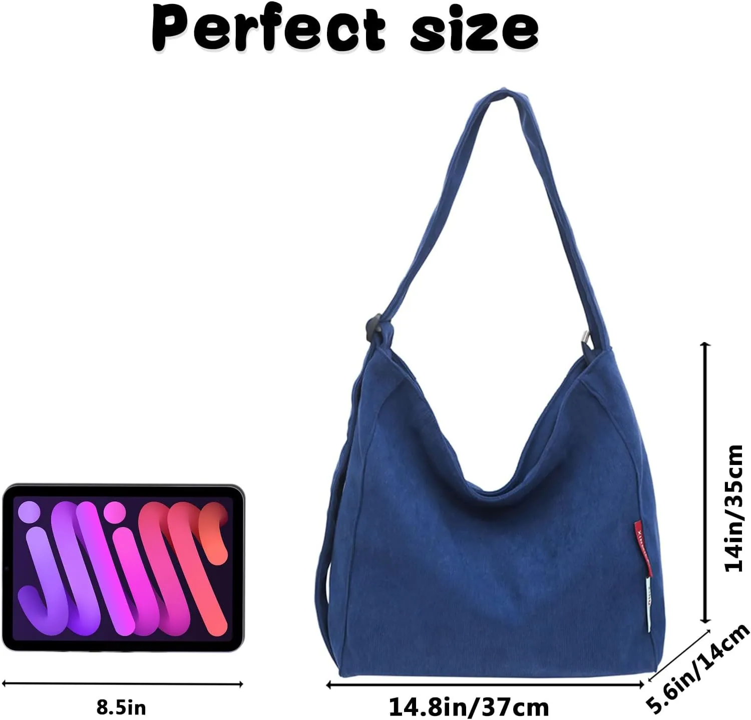 Corduroy Hobo Bag Plain Crossbody Bag Casual Messenger Bag Adjustable Shoulder Bag Purse Travel Daypacks