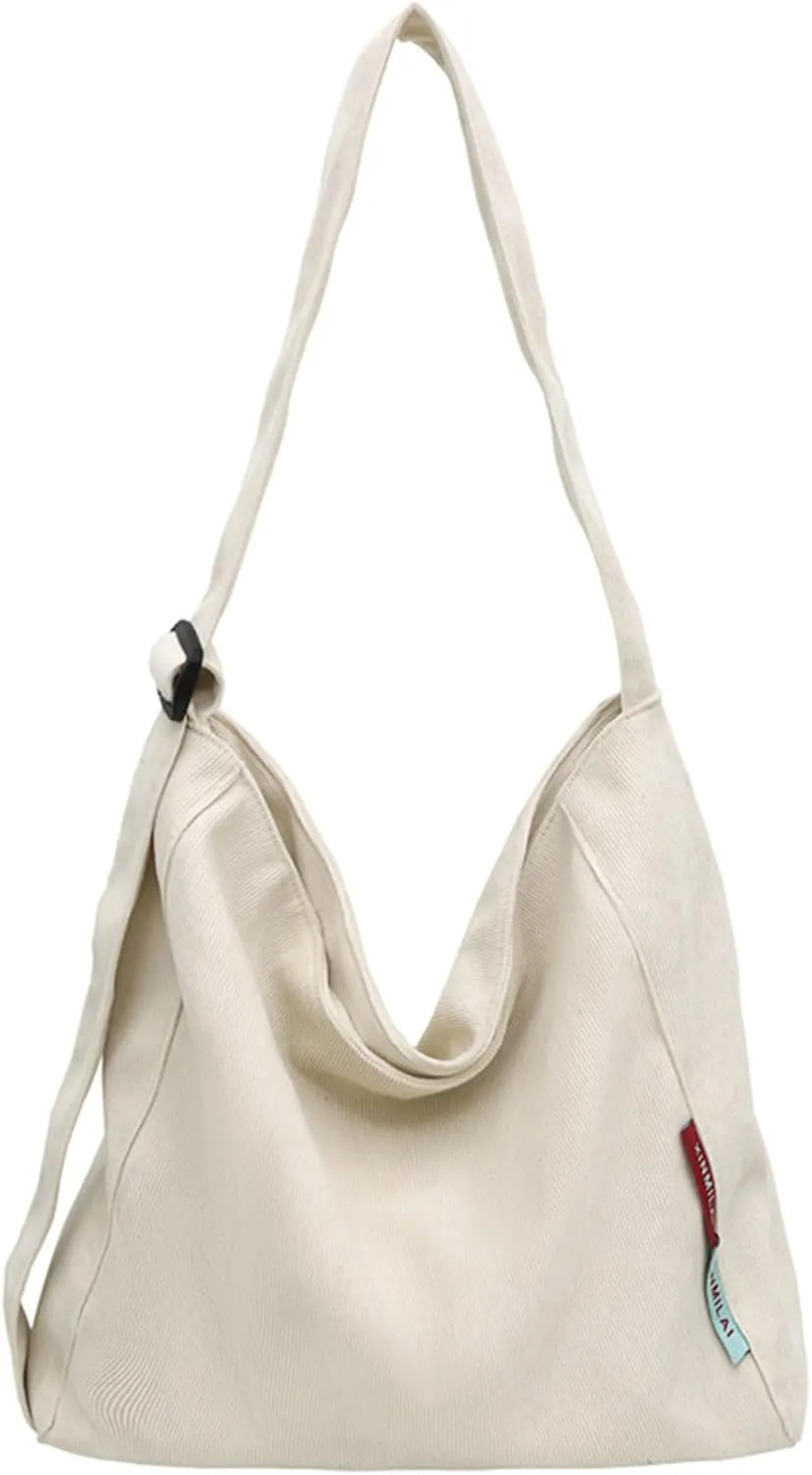 Corduroy Hobo Bag Plain Crossbody Bag Casual Messenger Bag Adjustable Shoulder Bag Purse Travel Daypacks