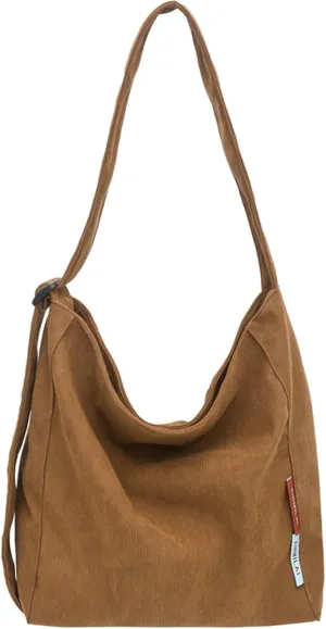 Corduroy Hobo Bag Plain Crossbody Bag Casual Messenger Bag Adjustable Shoulder Bag Purse Travel Daypacks