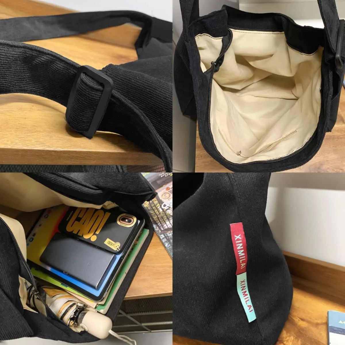 Corduroy Hobo Bag Plain Crossbody Bag Casual Messenger Bag Adjustable Shoulder Bag Purse Travel Daypacks