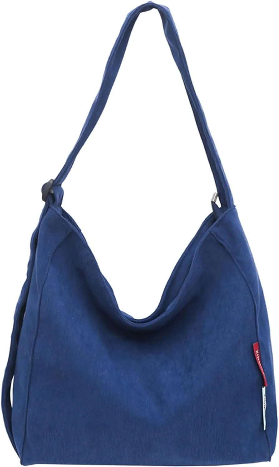 Corduroy Hobo Bag Plain Crossbody Bag Casual Messenger Bag Adjustable Shoulder Bag Purse Travel Daypacks