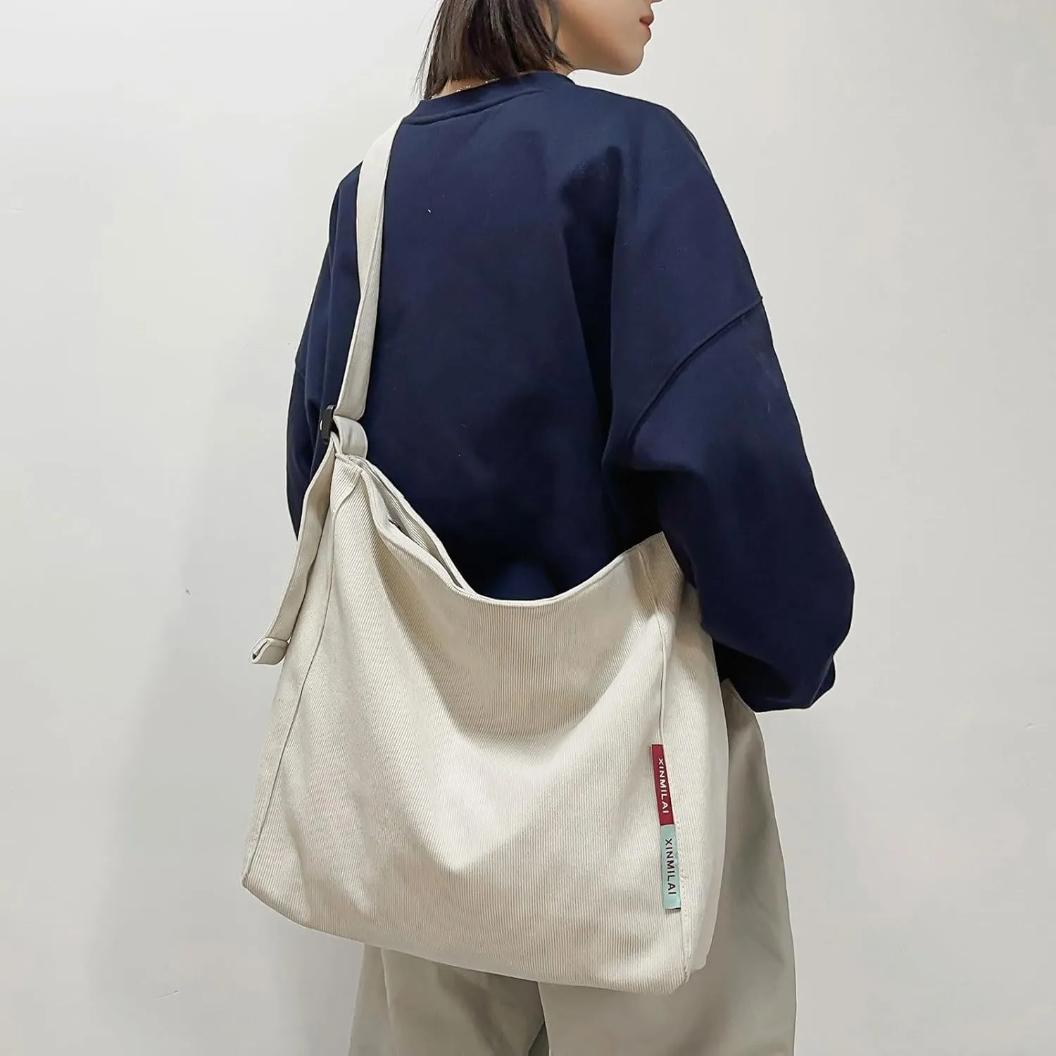 Corduroy Hobo Bag Plain Crossbody Bag Casual Messenger Bag Adjustable Shoulder Bag Purse Travel Daypacks