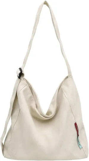 Corduroy Hobo Bag Plain Crossbody Bag Casual Messenger Bag Adjustable Shoulder Bag Purse Travel Daypacks