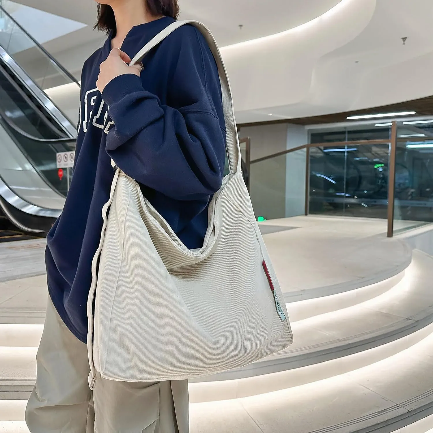 Corduroy Hobo Bag Plain Crossbody Bag Casual Messenger Bag Adjustable Shoulder Bag Purse Travel Daypacks