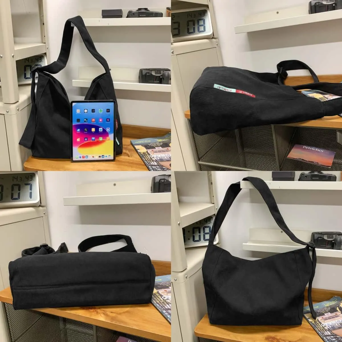Corduroy Hobo Bag Plain Crossbody Bag Casual Messenger Bag Adjustable Shoulder Bag Purse Travel Daypacks