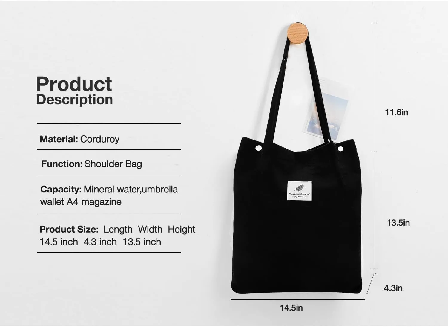 Corduroy Tote Bags, Travel Shoulder Beach Bag with Makeup Bag for Women Work Lunch Grocery Shopping Shopper Handbags