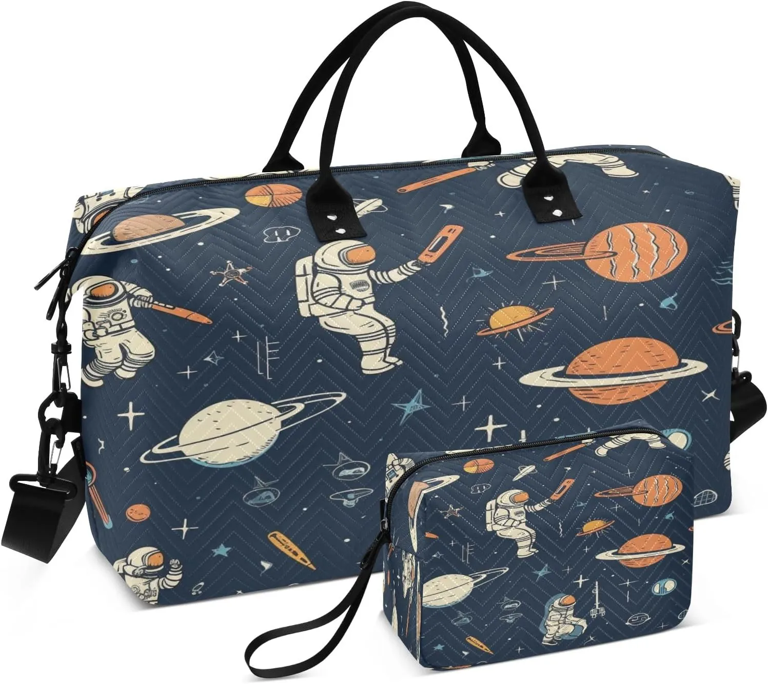 Cosmic Planets Travel Duffel Bags with Toiletry Bag for Travel Gym Yoga Weekender Bag